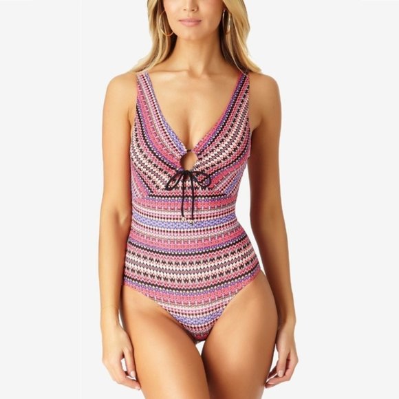 Anne Cole Other - Anne Cole Stevie Striped Cutout One Piece Swimsuit